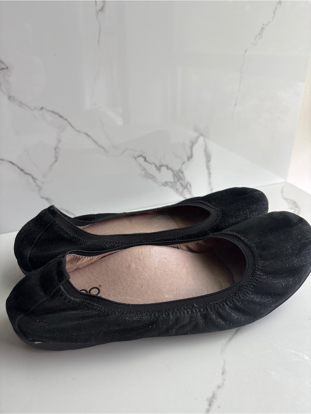 Abeo sz 10N black suede Tia ballet flat orthotic footbed B.I.O. arch support